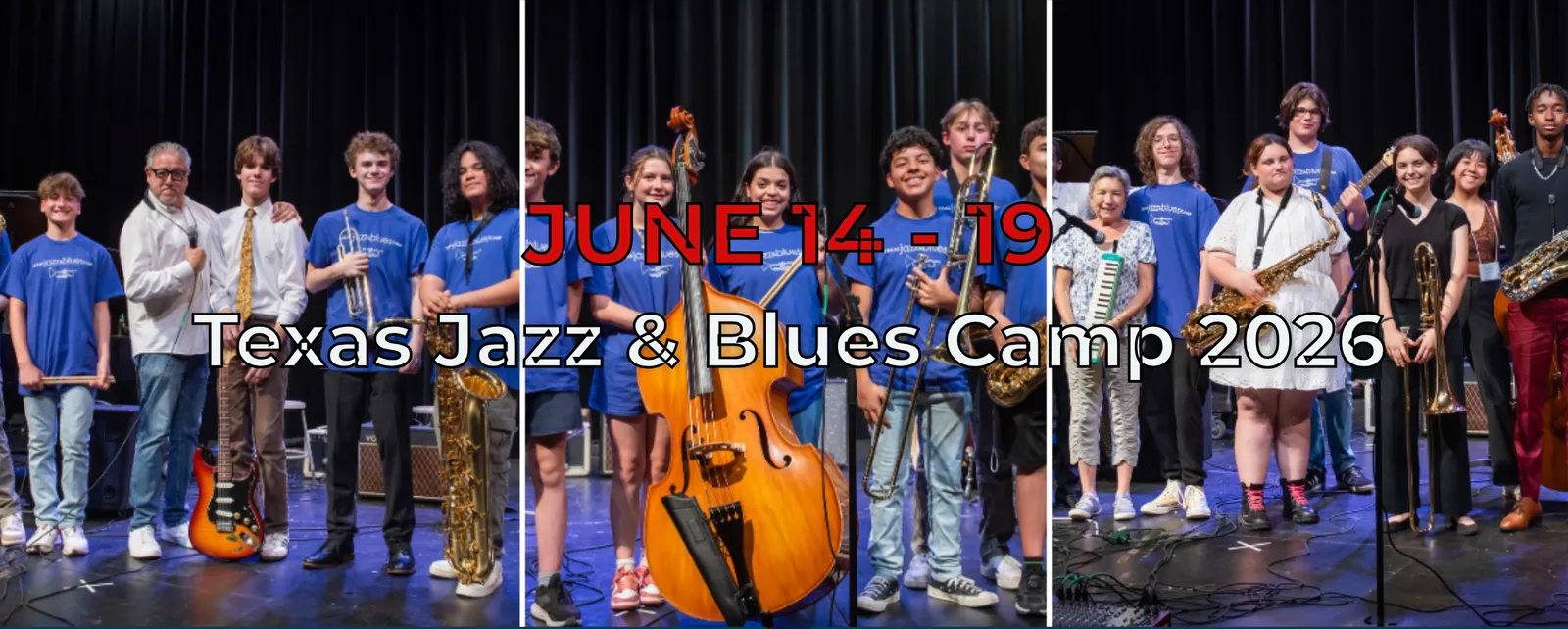 Texas Jazz & Blues Camp 2026 promotional poster